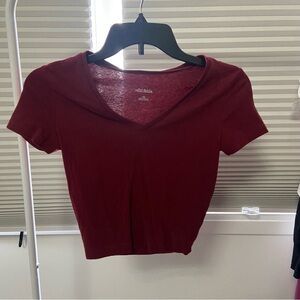 Wild Fable Maroon V Neck Crop Top